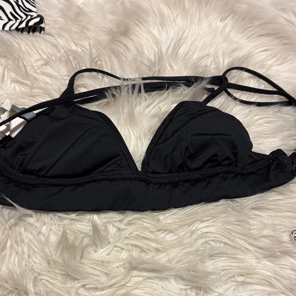 La Blanca Black Bikini Top with Pink, Blue, and Green Accents - Picture 2 of 3